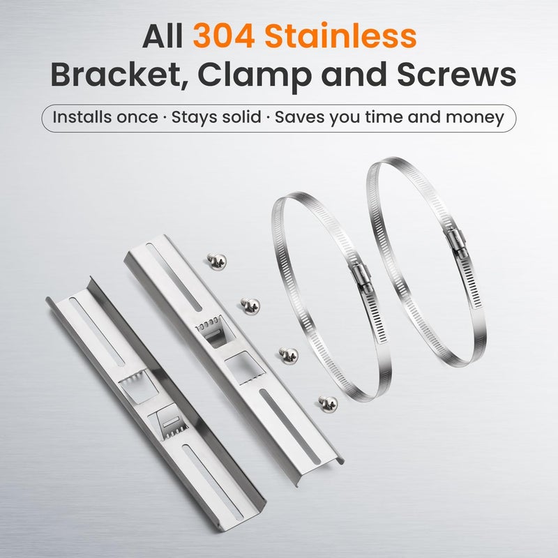 QILIPSU Pole Mounting Kits, 304 Stainless Steel 11.4" x 1.9" Brackets with Adjustable 2–8 Inch Clamps for Electrical Boxes, Devices, and Outdoor Applications - Image 2